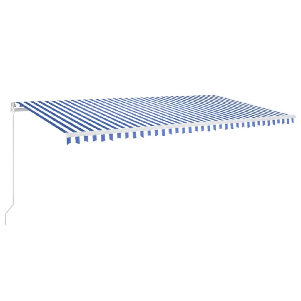 Vidaxl luifel manuell ausziehbar mit LED 600x350 cm blau und weiß