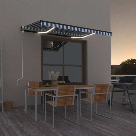 Vidaxl Luifel Automatik mit LED- und Windsensor 300x250 cm blau weiß