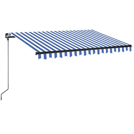 Vidaxx Markise manuell ausziehbar mit LED 350x250 cm blau und weiß