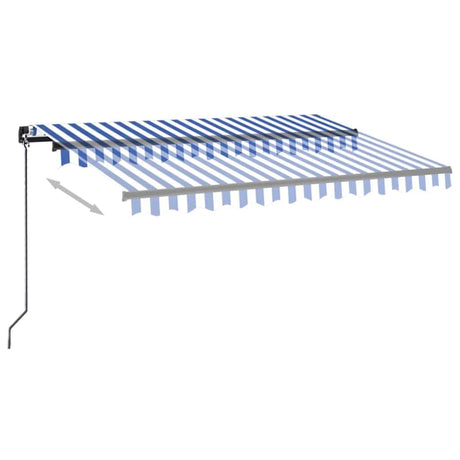 Vidaxx Markise manuell ausziehbar mit LED 350x250 cm blau und weiß