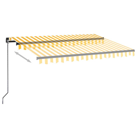 Vidaxx-Markise manuell ausziehbar mit LED 350x250 cm gelb und weiß