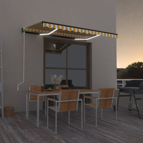 Vidaxl Luifel Automatik mit LED- und Windsensor 350x250 cm gelb und weiß