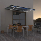 Vidaxl Luifel Automatik mit LED- und Windsensor 450x300 cm blau weiß