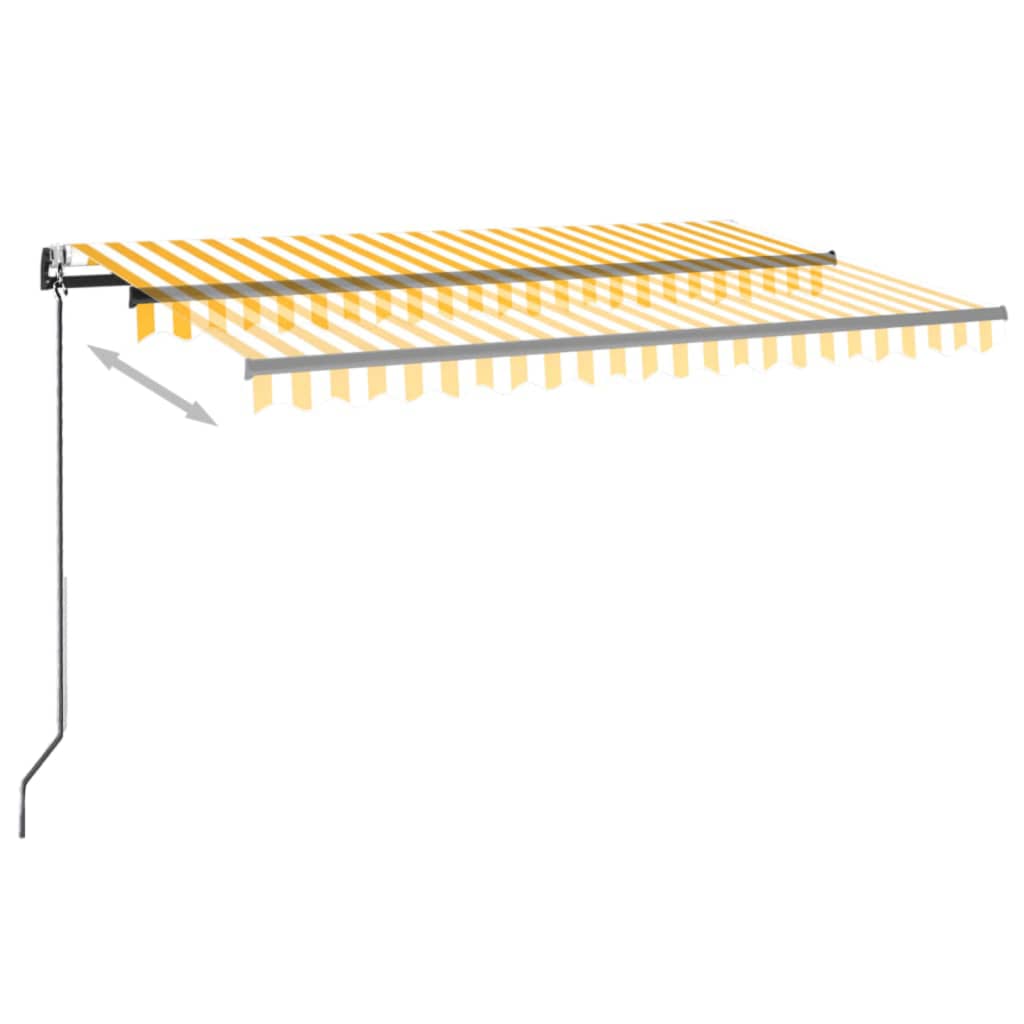 Vidaxl Luifel Automatik mit LED- und Windsensor 450 x 300 cm gelb und weiß
