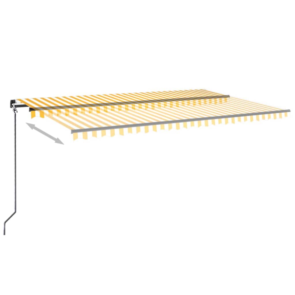 Vidaxl luifel manuell ausziehbar mit LED 500x300 cm gelb und weiß