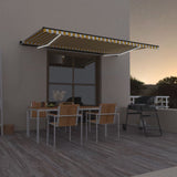 Vidaxl luifel manuell ausziehbar mit LED 500x300 cm gelb und weiß
