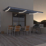Vidaxl Luifel Automatik mit LED- und Windsensor 600x300 cm blau weiß