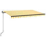 Vidaxl luifel manuell ausziehbar mit LED 400x350 cm gelb und weiß