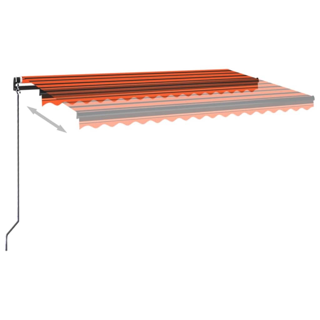 Vidaxl Luifel manuell ausziehbar mit LED 400x350 cm Orange und Braun