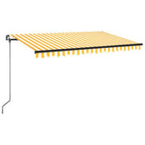 Vidaxl Luifel manuell ausziehbar mit LED 450x350 cm gelb und weiß
