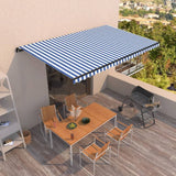 Vidaxl Luifel erstreckt sich manuell 500x350 cm blau und weiß