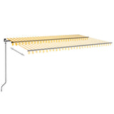 Vidaxl luifel manuell ausziehbar mit LED 500x350 cm gelb und weiß