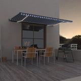 Vidaxl Luifel Automatik mit LED- und Windsensor 500x350 cm blau weiß