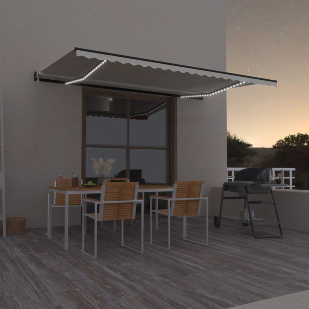 Vidaxl Luifel Automatik mit LED- und Windsensor 500x350 cm Creme Farbe