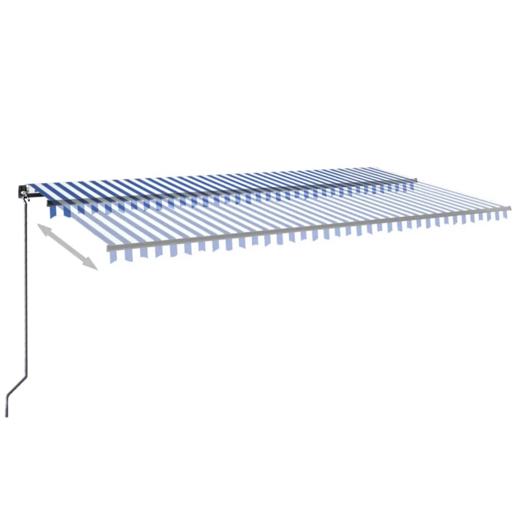 Vidaxl Luifel erstreckt sich manuell 600x350 cm blau und weiß