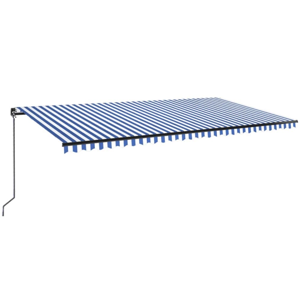 Vidaxl luifel manuell ausziehbar mit LED 600x350 cm blau und weiß