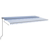 Vidaxl luifel manuell ausziehbar mit LED 600x350 cm blau und weiß
