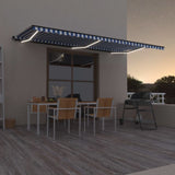Vidaxl luifel manuell ausziehbar mit LED 600x350 cm blau und weiß
