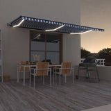 Vidaxl Luifel Automatik mit LED- und Windsensor 600x350 cm blau weiß