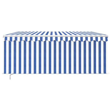 Vidaxx Markise manuell ausziehbares Rollo LED 3x2,5m Blau Weiß
