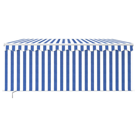 Vidaxl luifel manuell ausziehbare Roller Blind LED 3x2,5 m blau weiß