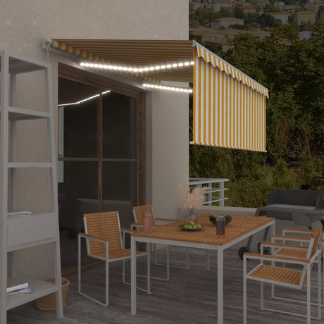 Vidaxl luifel manuell ausziehbare Rollerblind -LED 3x2,5 m gelb und weiß