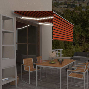 Vidaxl luifel handmatig uittrekbaar gordijn led 3x2,5 m oranje bruin