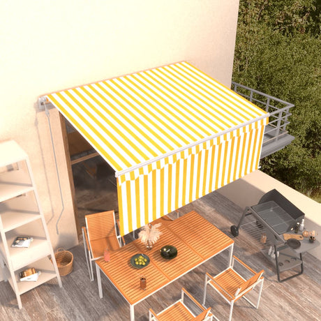 Vidaxl Luifel mit Roller Blind 3x2,5 m Gelb Weiß automatisch erweiterbar