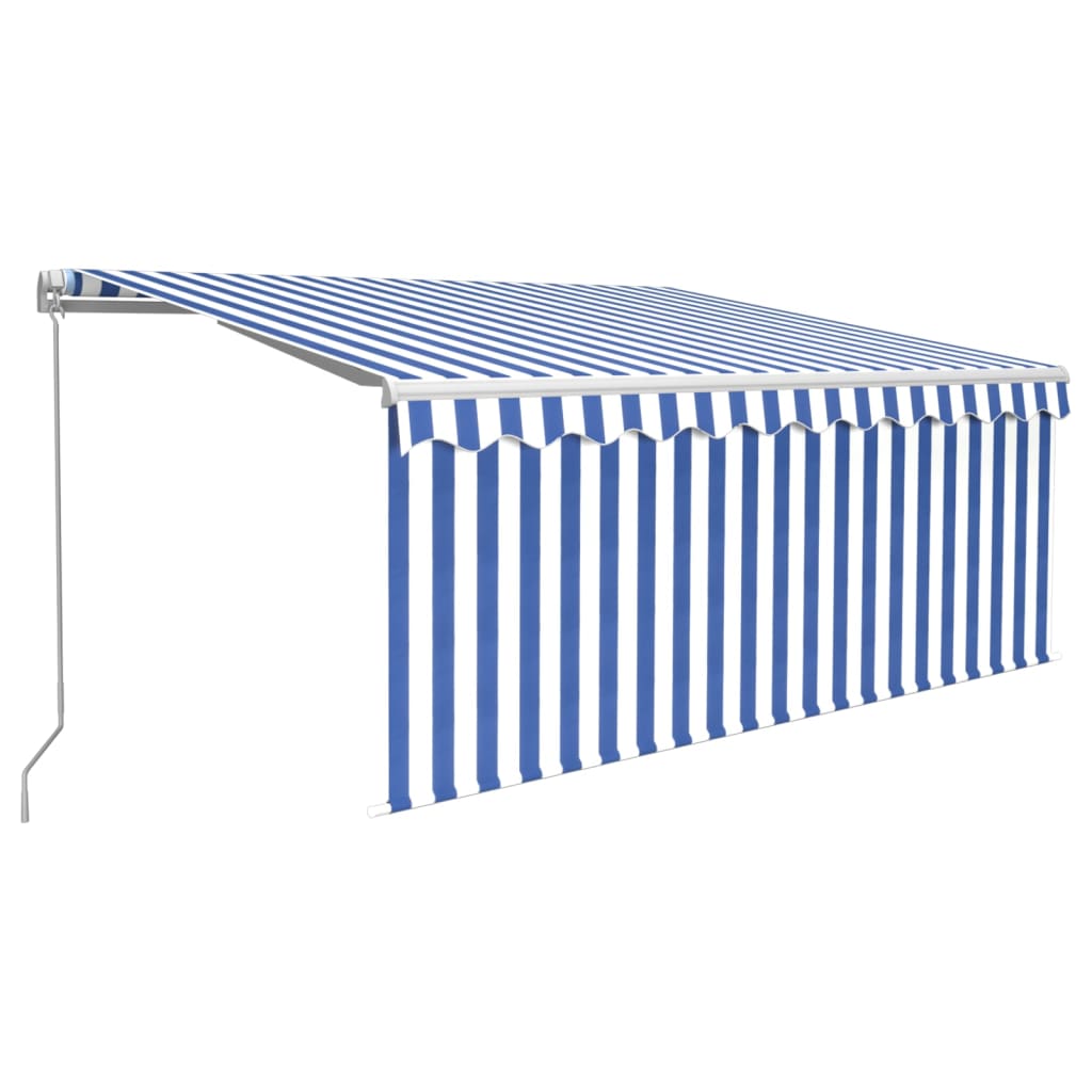 Vidaxl luifel manuell ausziehbar mit Roller Blind 3,5x2,5 m blau weiß