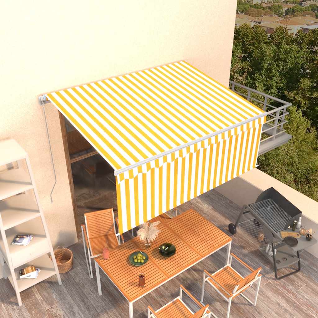 Vidaxl luifel manuell ausziehbar mit Roller Blind 3,5 x 2,5 m gelbes Weiß