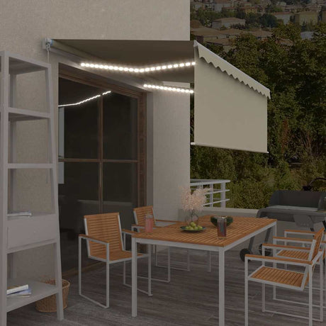 Vidaxl luifel handmatig uittrekbaar rolgordijn en led 3,5x2,5 m crème
