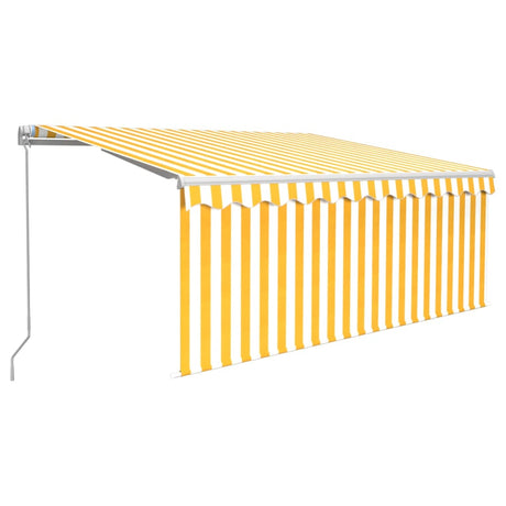 Vidaxl luifel manuell ausziehbare Rollerblind -LED 3,5x2,5 m gelb Weiß