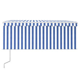 Vidaxl Laifel mit Rollenblind-, LED- und Windsensor 3,5x2,5 m blau und weiß