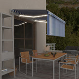 Vidaxl Laifel mit Rollenblind-, LED- und Windsensor 3,5x2,5 m blau und weiß