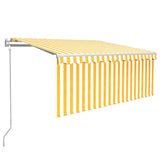 Vidaxl Luifel mit Rollenblind-, LED- und Windsensor 3,5x2,5 m gelb und weiß