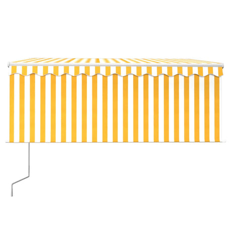Vidaxx Markise mit Rollo, LED und Windsensor 3,5x2,5 m Gelb und Weiß