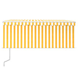 Vidaxl Luifel mit Rollenblind-, LED- und Windsensor 3,5x2,5 m gelb und weiß
