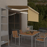 Vidaxl Luifel mit Rollenblind-, LED- und Windsensor 3,5x2,5 m gelb und weiß