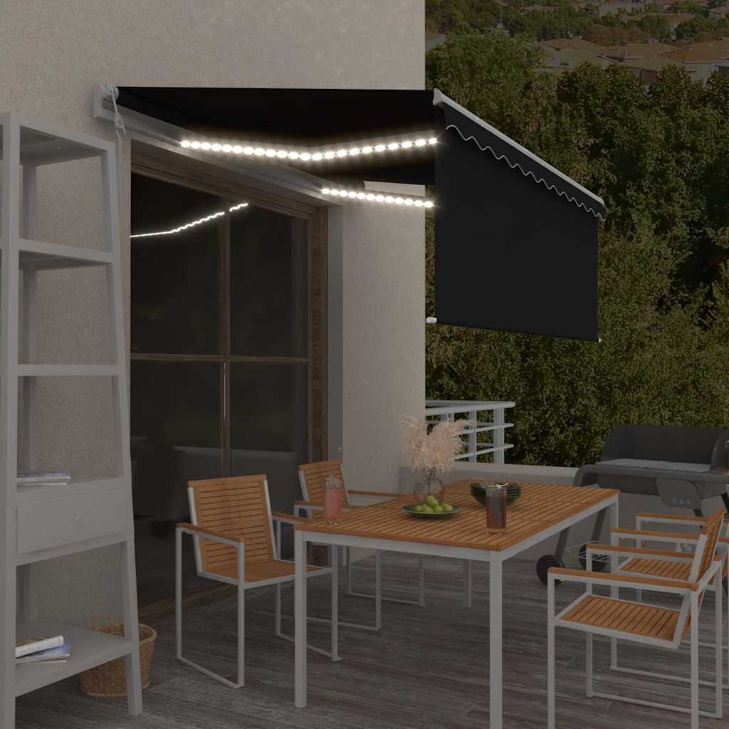 Vidaxx Markise mit Rollo, LED und Windsensor 3,5x2,5 m Anthrazit