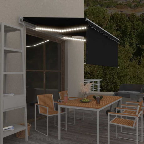 Vidaxl Luifel mit Rollenblind-, LED- und Windsensor 3,5x2,5 m Anthrazit