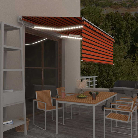 Vidaxl luifel met rolgordijn, led en windsensor 3,5x2,5 m oranje bruin
