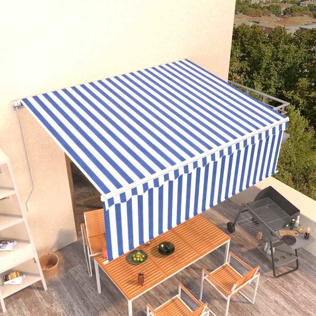 Vidaxx Markise manuell ausziehbar mit Rollo 4x3 m blau und weiß
