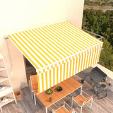 Vidaxl luifel manuell ausziehbar mit Rollerblind 4x3 m gelb und weiß