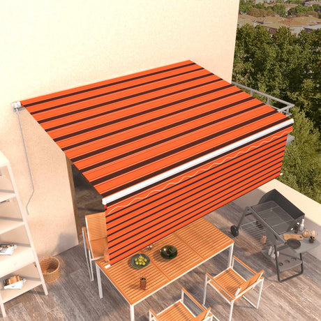 VidaXL Manuell ausziehbare Markise mit Rollo 4x3 m Orangebraun