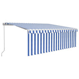 Vidaxl luifel manuell ausziehbar mit Rollerblind -LED 4x3 m blau weiß