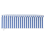 Vidaxl luifel manuell ausziehbar mit Rollerblind -LED 4x3 m blau weiß