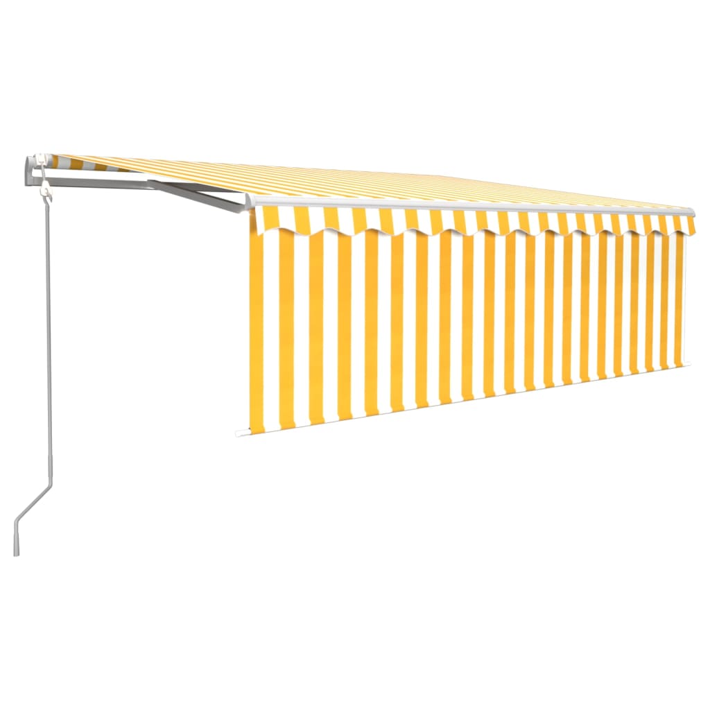 Vidaxl Luifel Automatik mit Rollerblind -LED -Windsensor 4x3 M Gelb Weiß