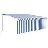 Vidaxl luifel manuell ausziehbar mit Roller Blind 4,5x3 m blau weiß