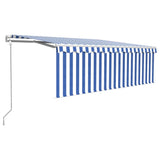 Vidaxl luifel exponierbar mit Roller Blind 4,5x3 m blau weiß