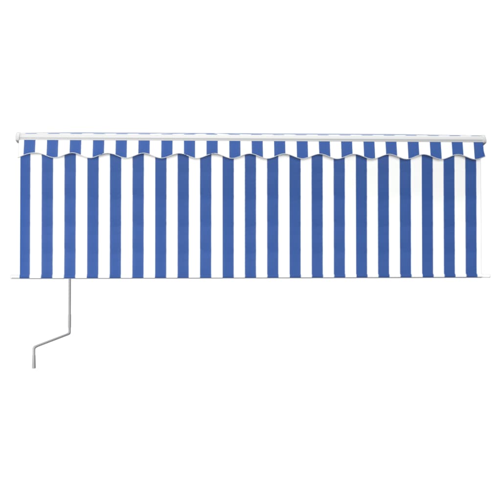 Vidaxl luifel exponierbar mit Roller Blind 4,5x3 m blau weiß